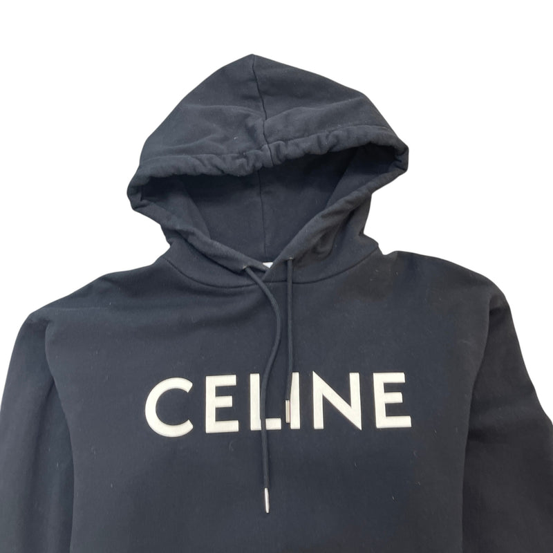 Men's Logo Print Hoodie Black Size XS