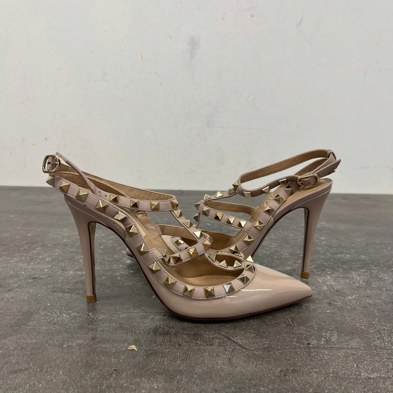Women's Rockstud Pumps 100 Heels Beige Size UK 3 / EU 36