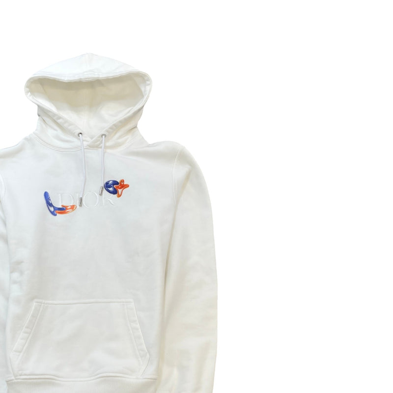 Men's Embroidered Logo Hoodie White Size XS
