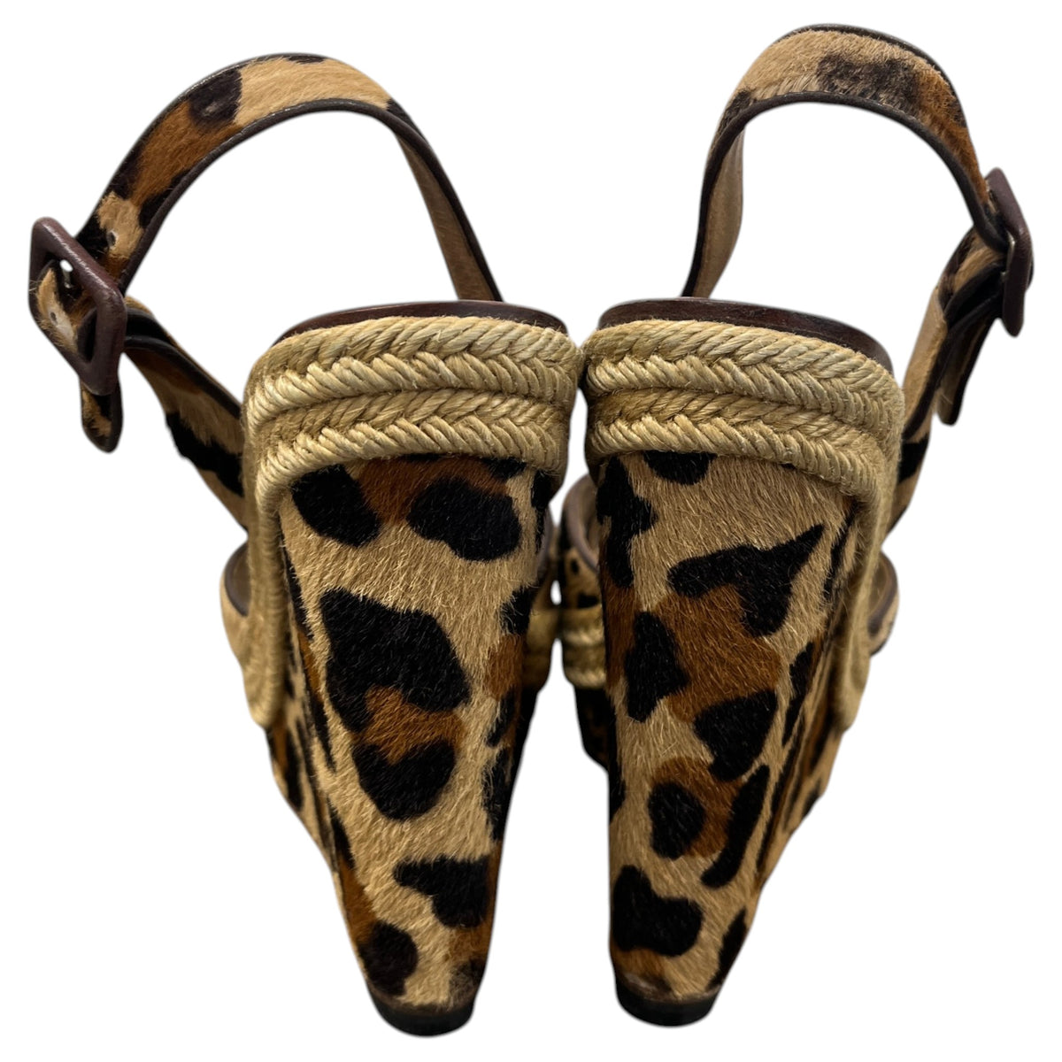 Women's Leopard Print Wedge Heels Brown Size UK 3 / EU 36 - Photo 7