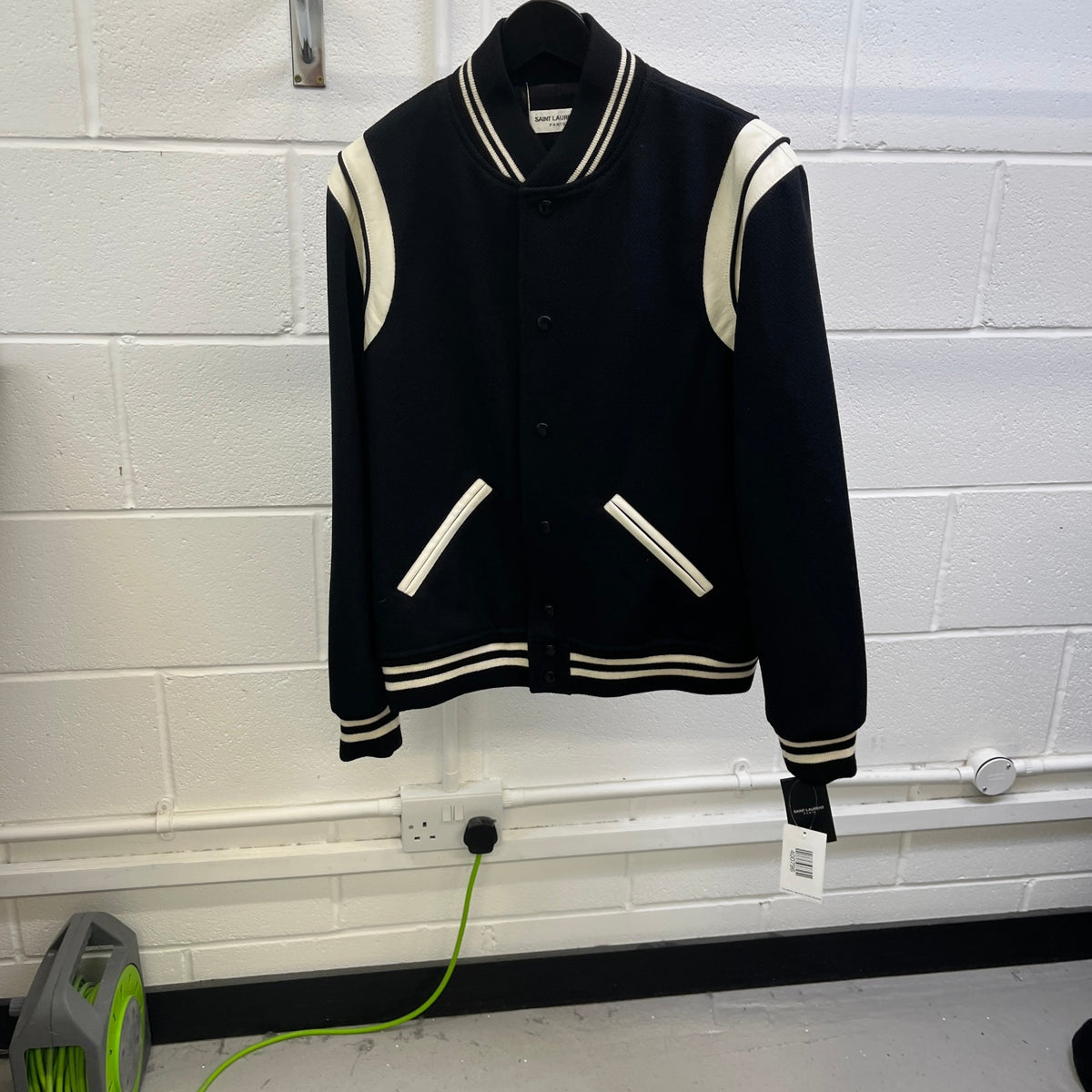 Men's Teddy Varsity Jacket Black Size XL - Photo 7