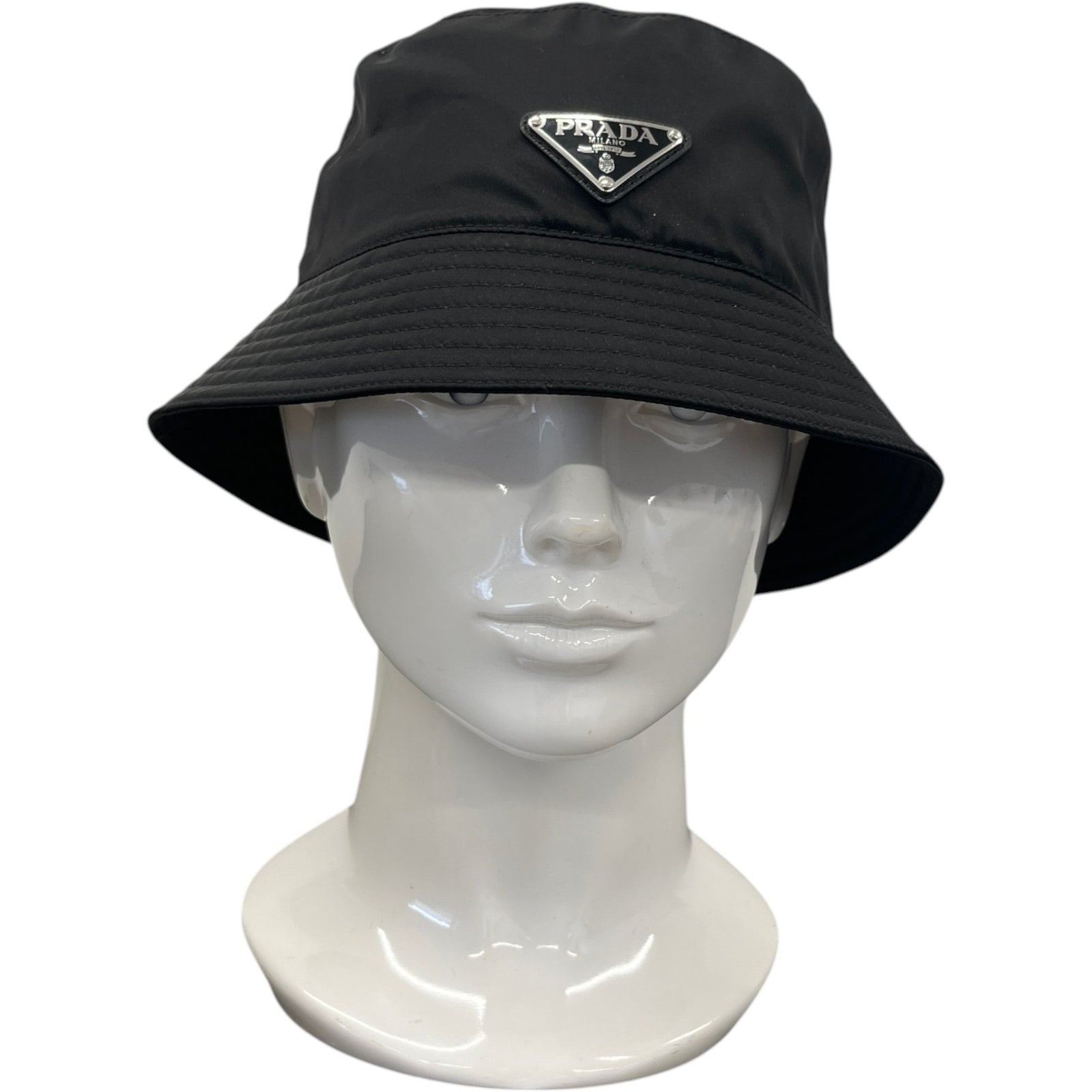 Women's Re-Nylon Plaque Logo Bucket Hat Black Size S - Photo 2