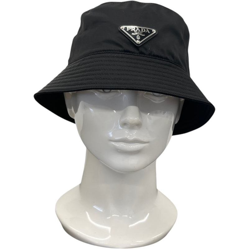 Women's Re-Nylon Plaque Logo Bucket Hat Black Size S