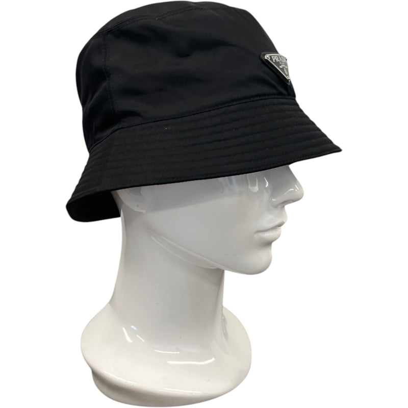 Women's Re-Nylon Plaque Logo Bucket Hat Black Size S