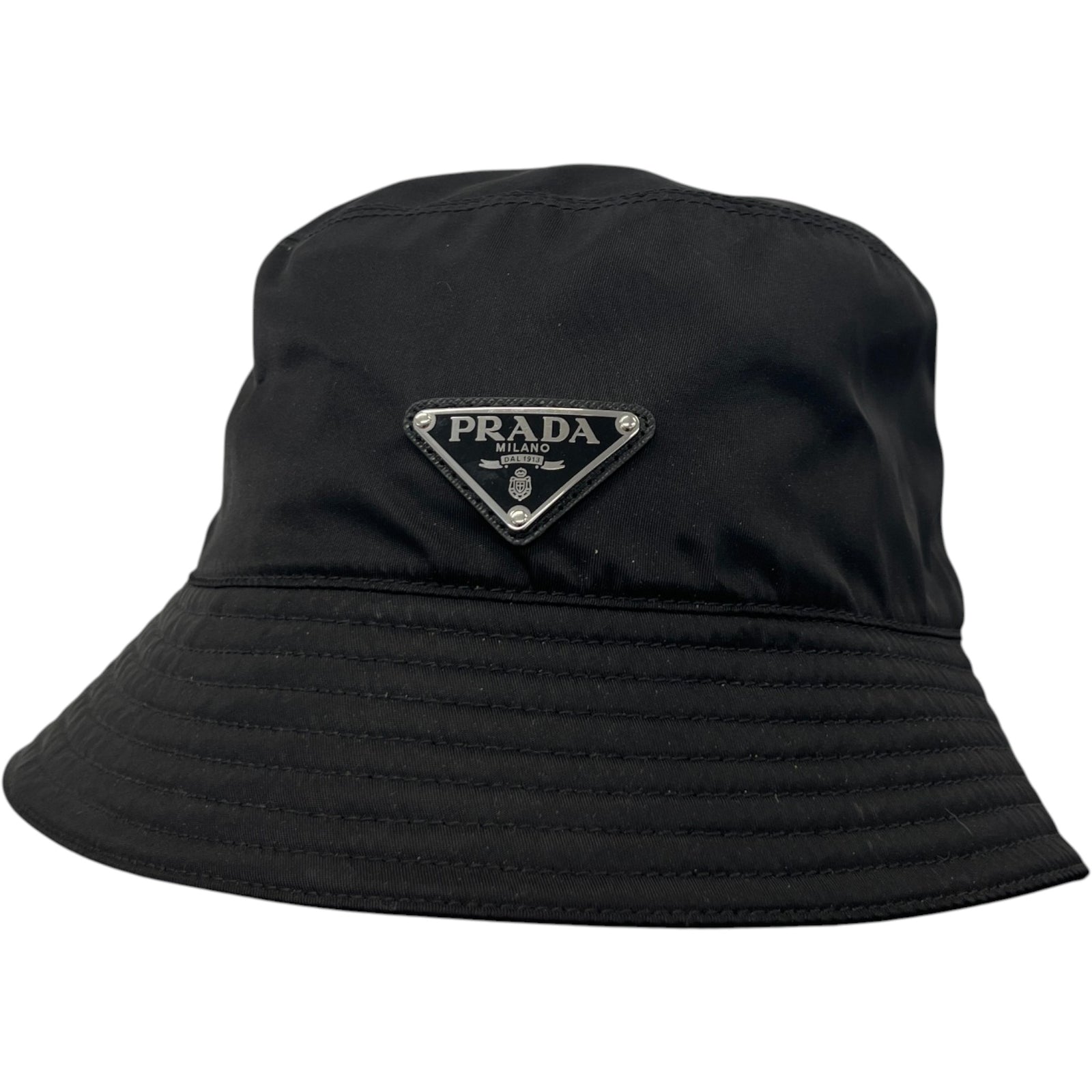 Women's Re-Nylon Plaque Logo Bucket Hat Black Size S - Photo 1