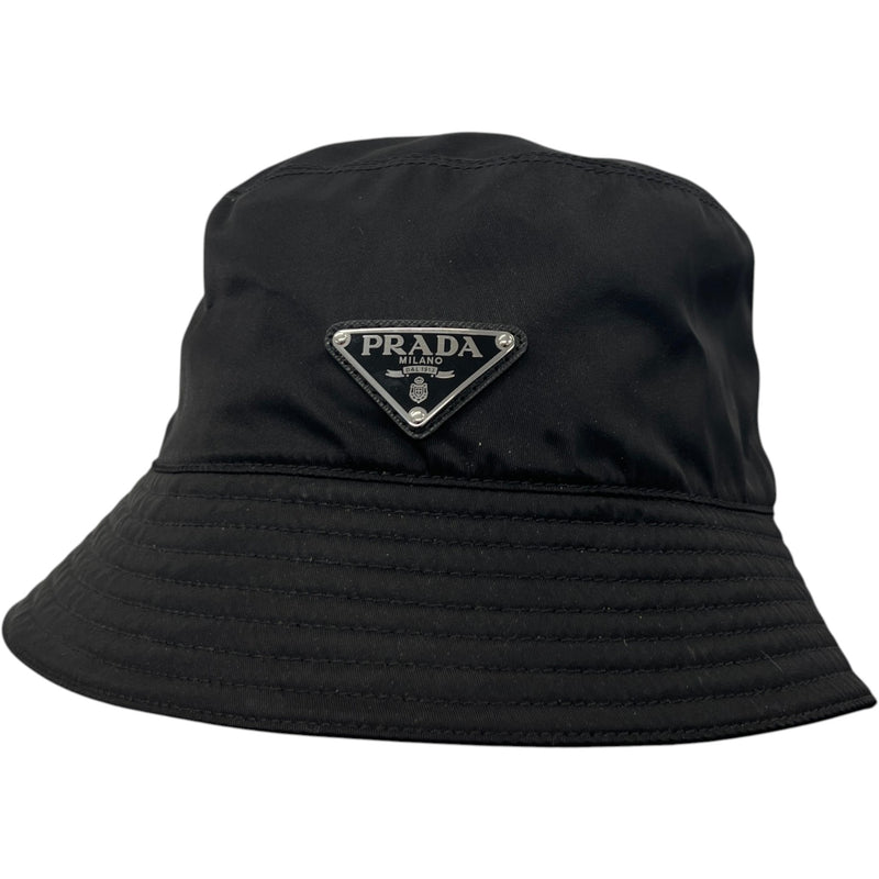 Women's Re-Nylon Plaque Logo Bucket Hat Black Size S