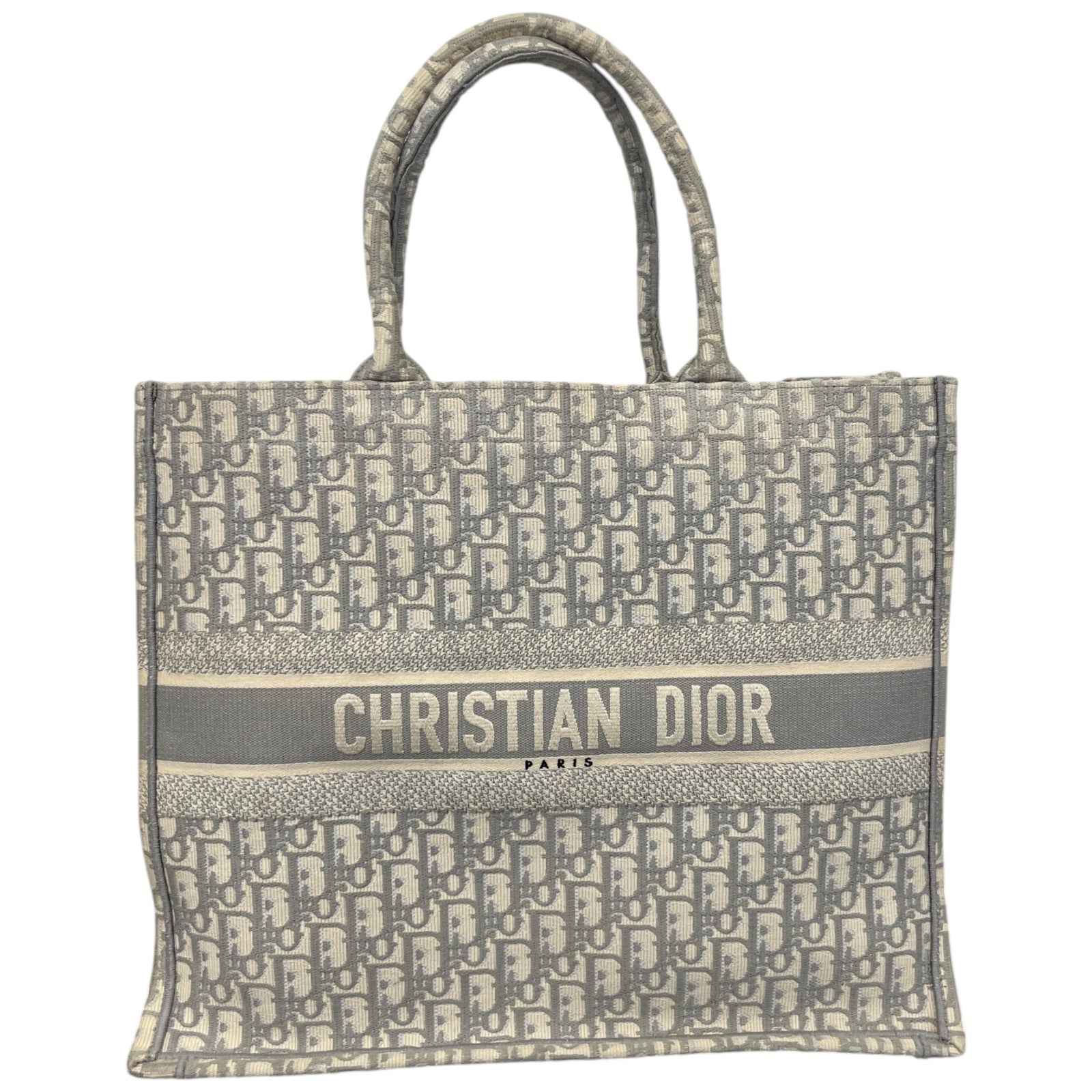 Women's Large Oblique Canvas Book Tote Bag Grey - Photo 1
