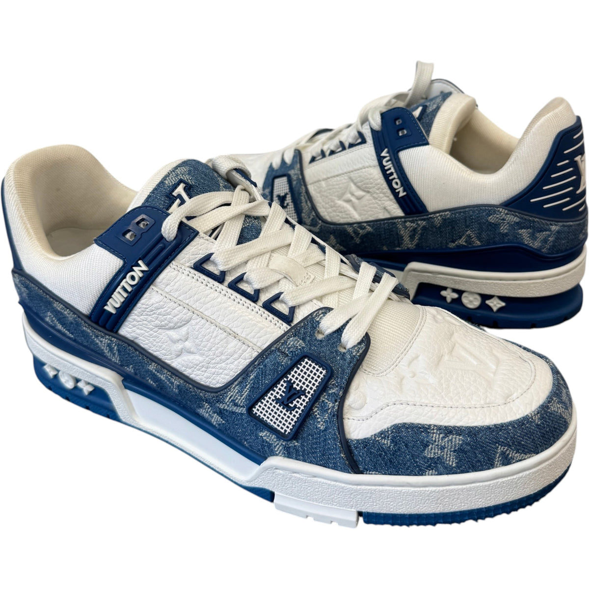 Men's LV Denim Low Trainers Blue Size UK 7 / EU 41 - Photo 3