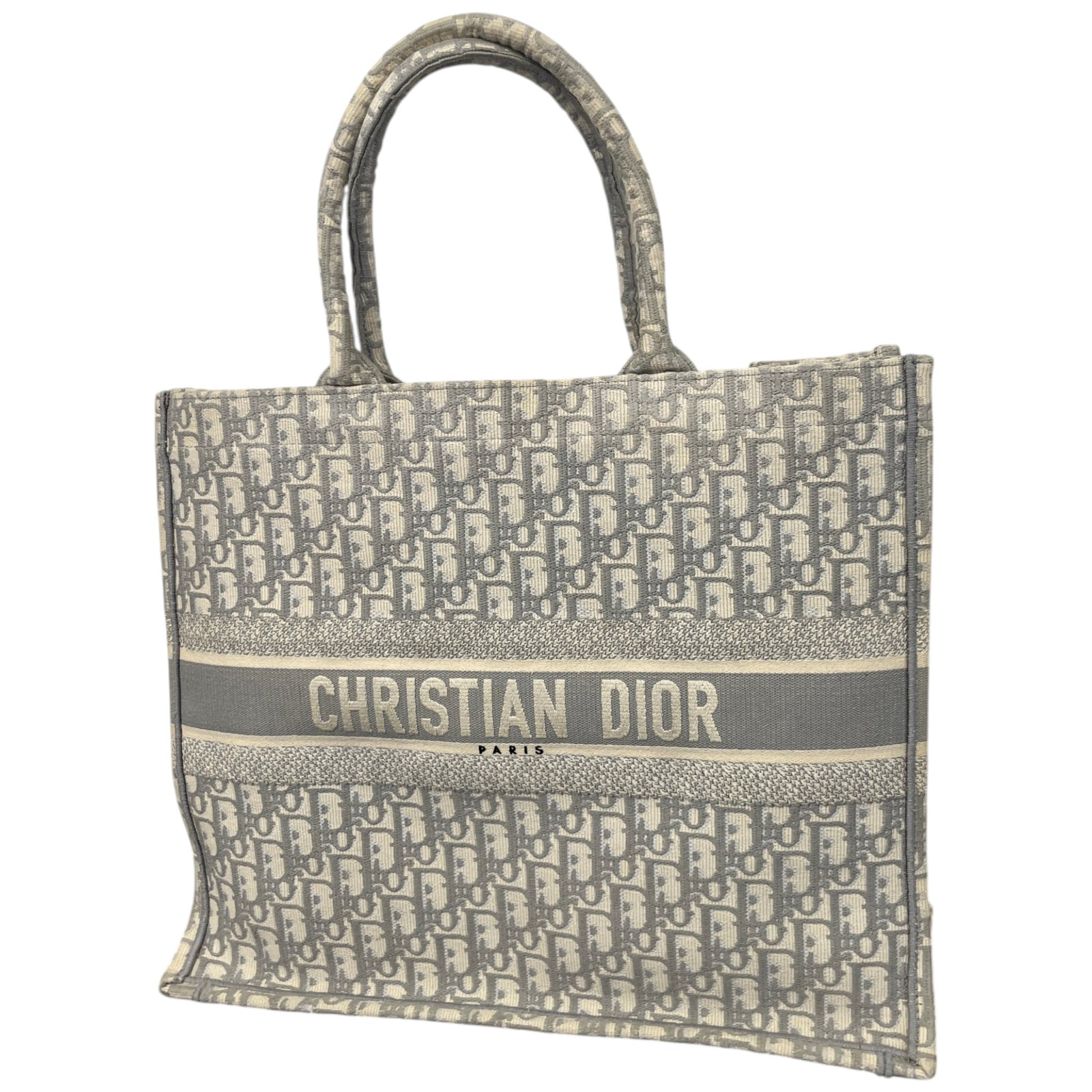 Women's Large Oblique Canvas Book Tote Bag Grey - Photo 5