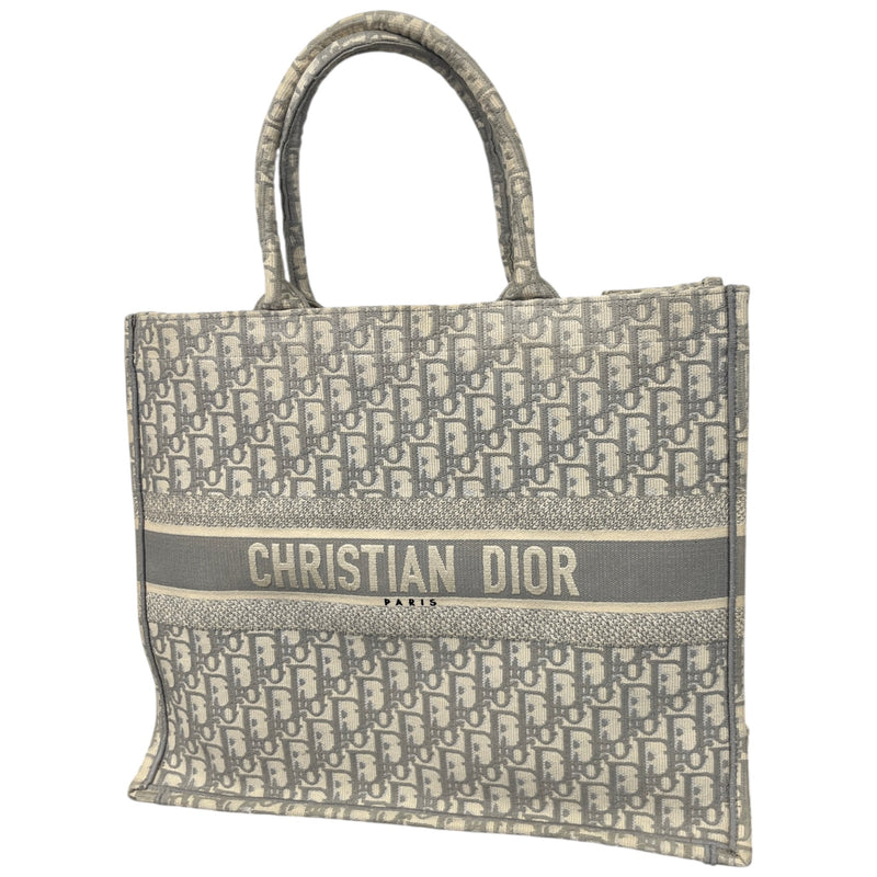Women's Large Oblique Canvas Book Tote Bag Grey