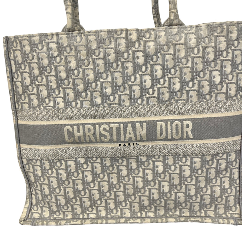 Women's Large Oblique Canvas Book Tote Bag Grey