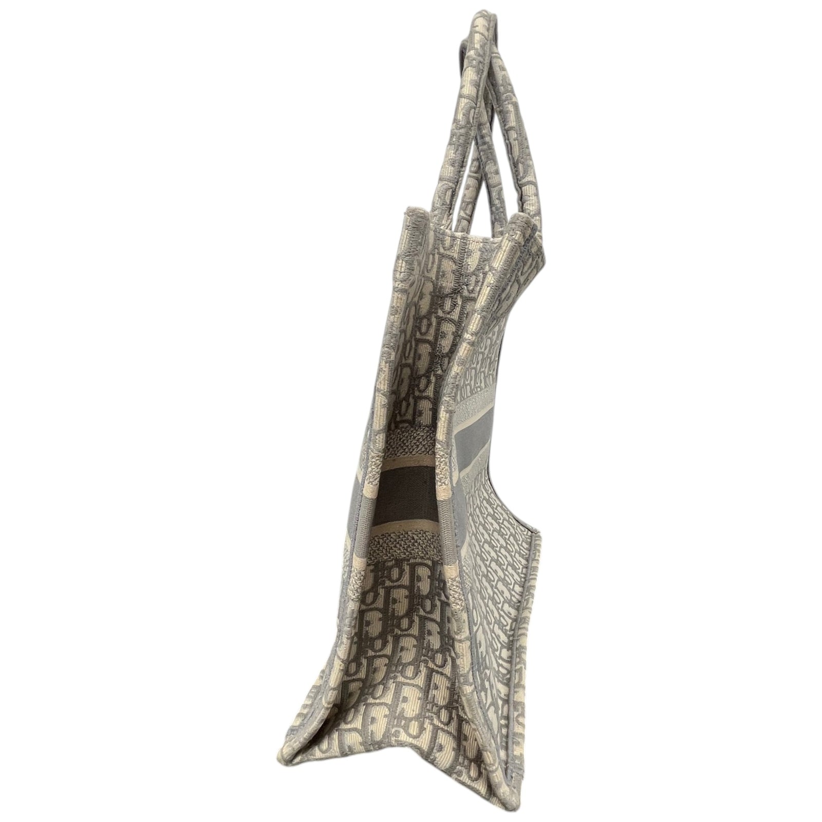 Women's Large Oblique Canvas Book Tote Bag Grey - Photo 6