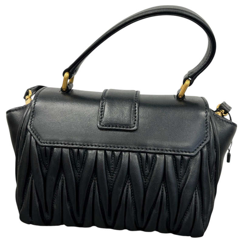 Women's Matelasse Leather Mini Top Handle Handbag Black