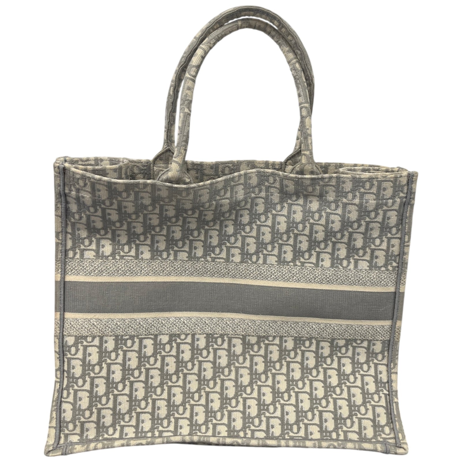 Women's Large Oblique Canvas Book Tote Bag Grey - Photo 3