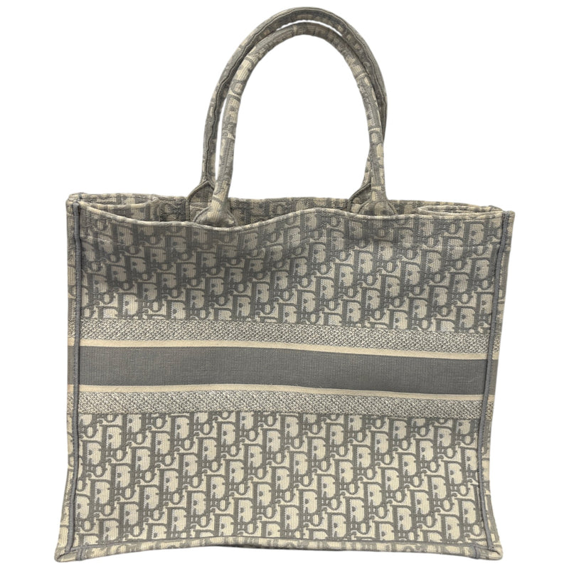 Women's Large Oblique Canvas Book Tote Bag Grey