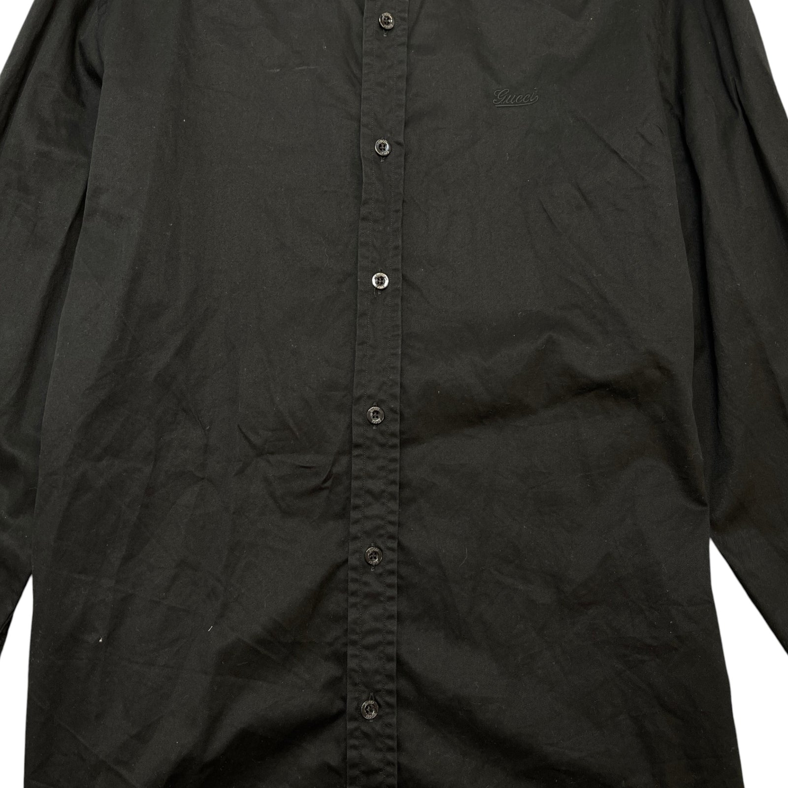 Men's Embroidered Logo Long Sleeve Shirt Black Size L - Photo 7