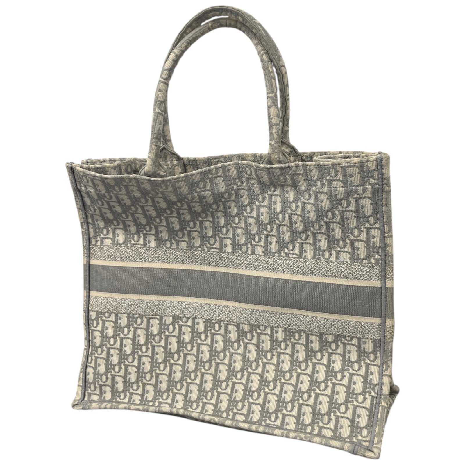 Women's Large Oblique Canvas Book Tote Bag Grey - Photo 9