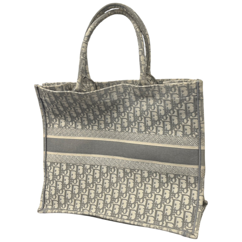 Women's Large Oblique Canvas Book Tote Bag Grey