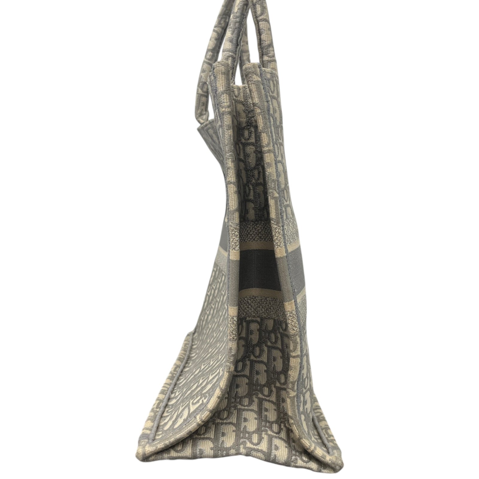 Women's Large Oblique Canvas Book Tote Bag Grey - Photo 7
