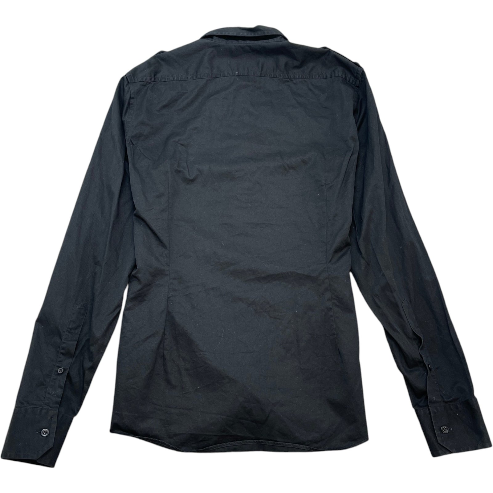 Men's Embroidered Logo Long Sleeve Shirt Black Size L - Photo 2