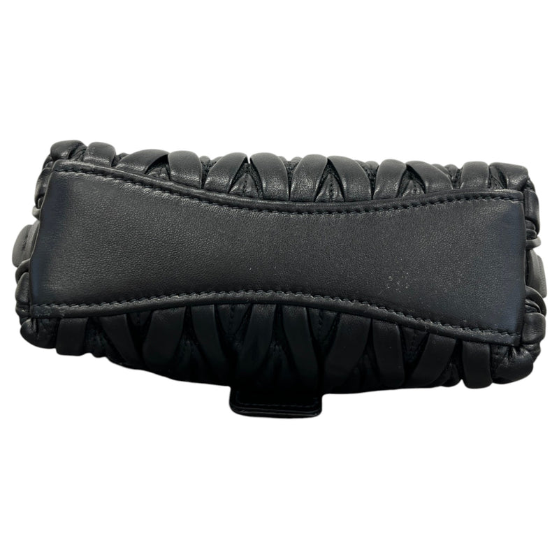 Women's Matelasse Leather Mini Top Handle Handbag Black