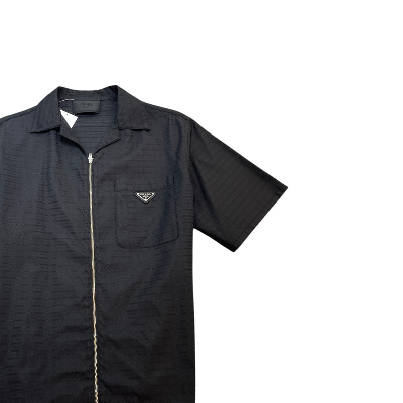 Men's Plaque Logo Short Sleeve Shirt Black Size L