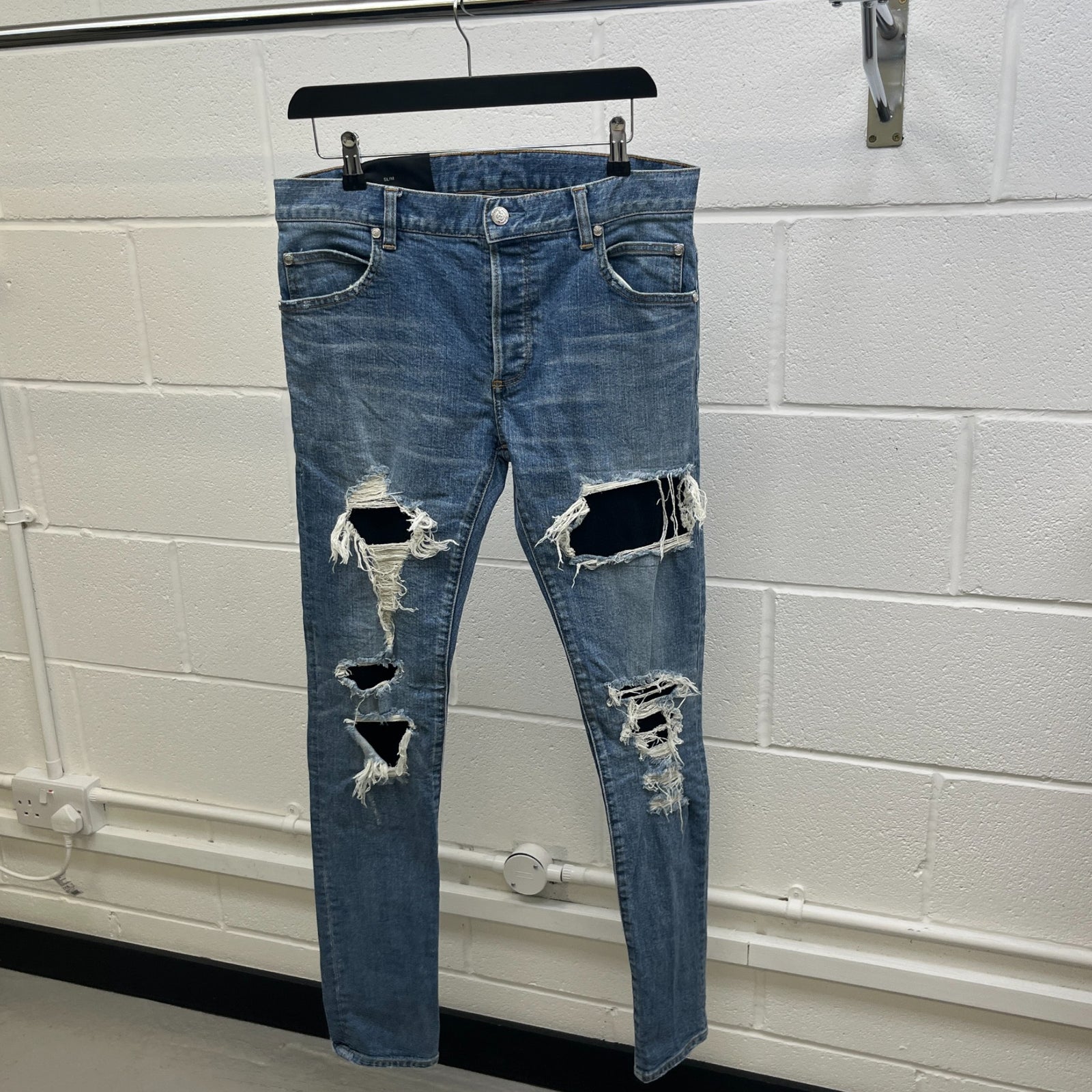 Men's Distressed Jeans Blue Size Waist 30" - Photo 8