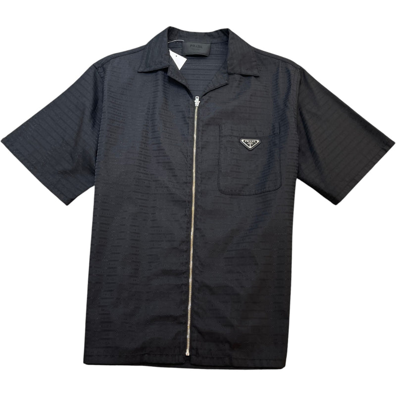 Men's Plaque Logo Short Sleeve Shirt Black Size L