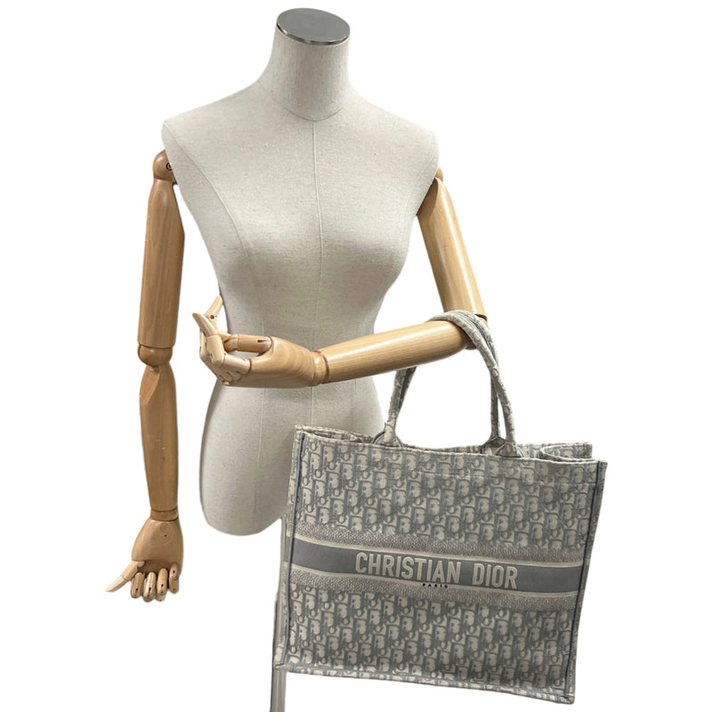Women's Large Oblique Canvas Book Tote Bag Grey