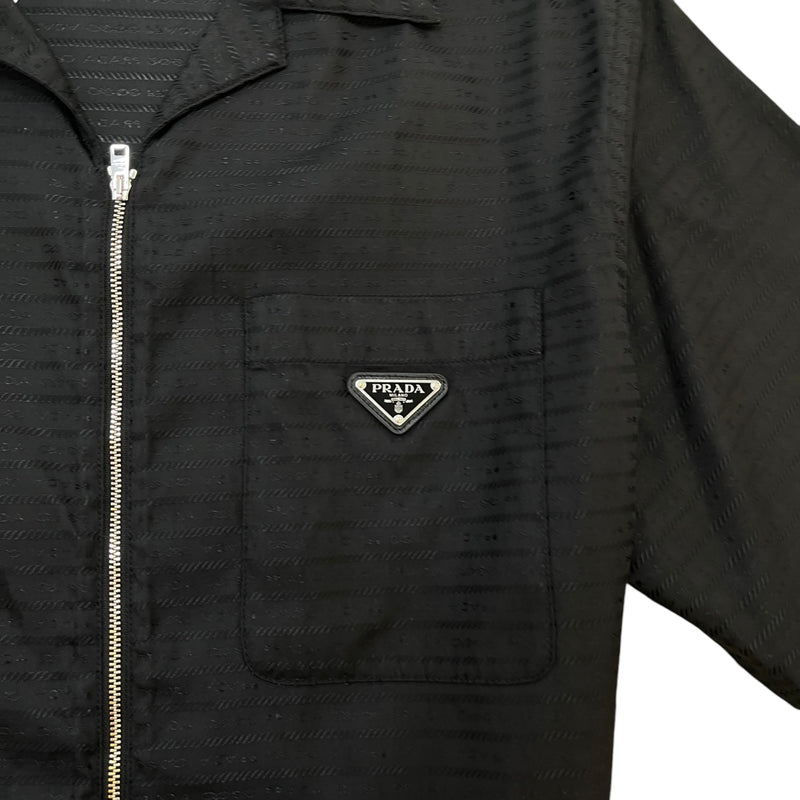 Men's Plaque Logo Short Sleeve Shirt Black Size L