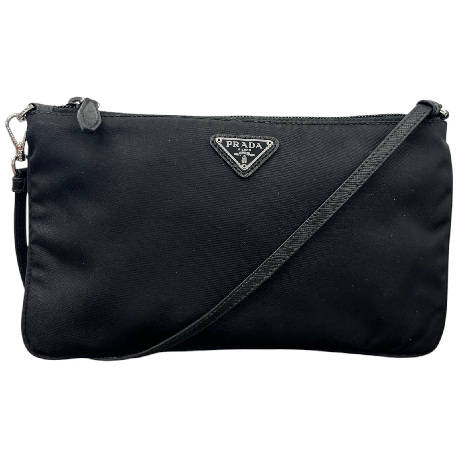 Women's Nylon Plaque Logo Bag Black - Photo 1