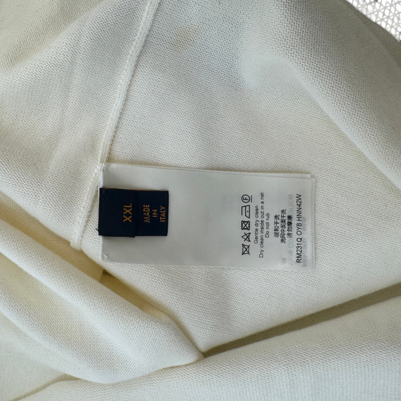 Men's Embroidered Logo Pin Knit T-Shirt Cream Size XXL