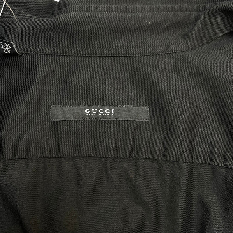 Men's Embroidered Logo Long Sleeve Shirt Black Size L