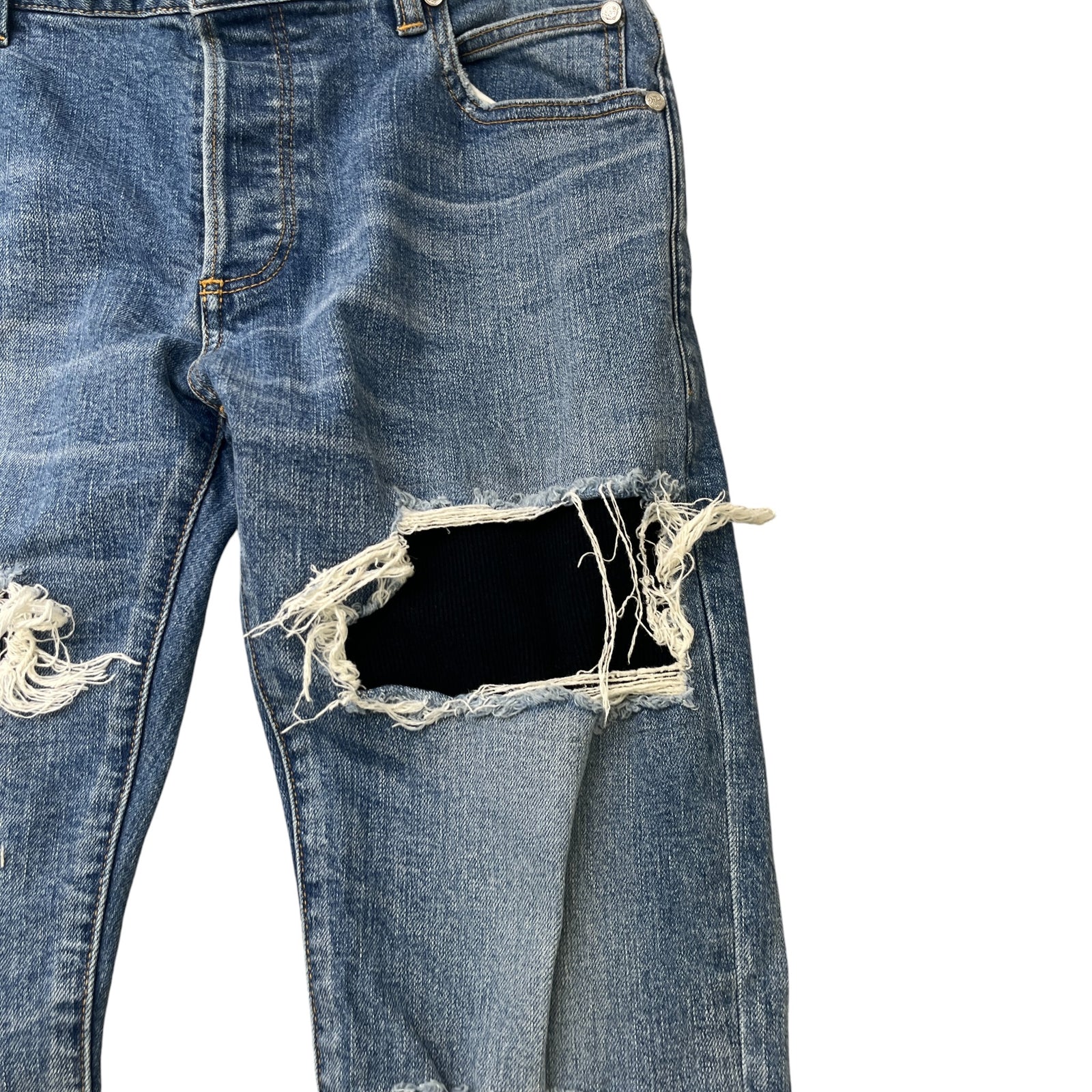 Men's Distressed Jeans Blue Size Waist 30" - Photo 5