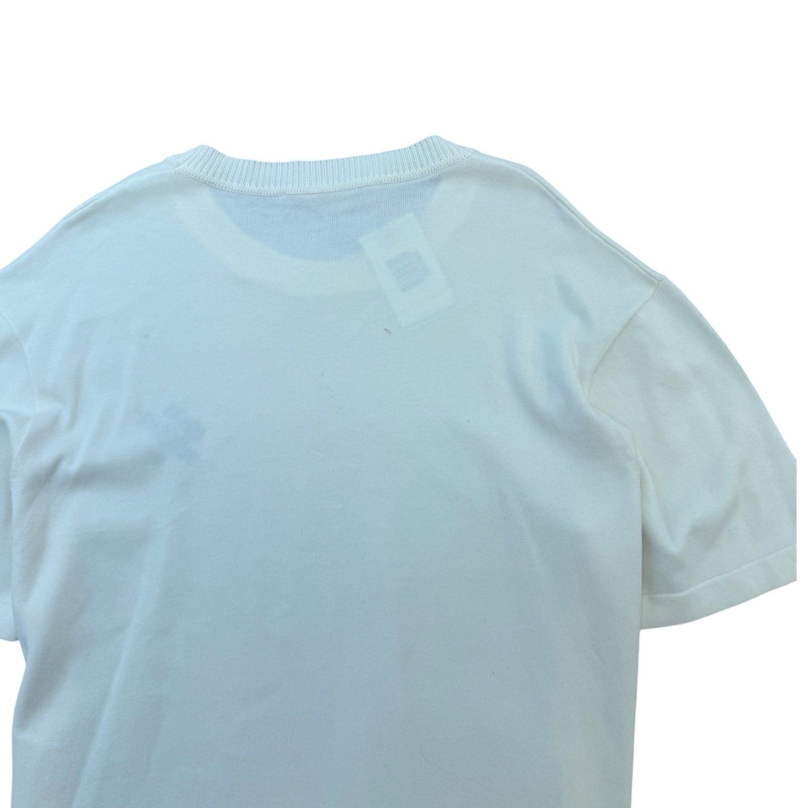 Men's Embroidered Logo Pin Knit T-Shirt Cream Size XXL - Photo 3