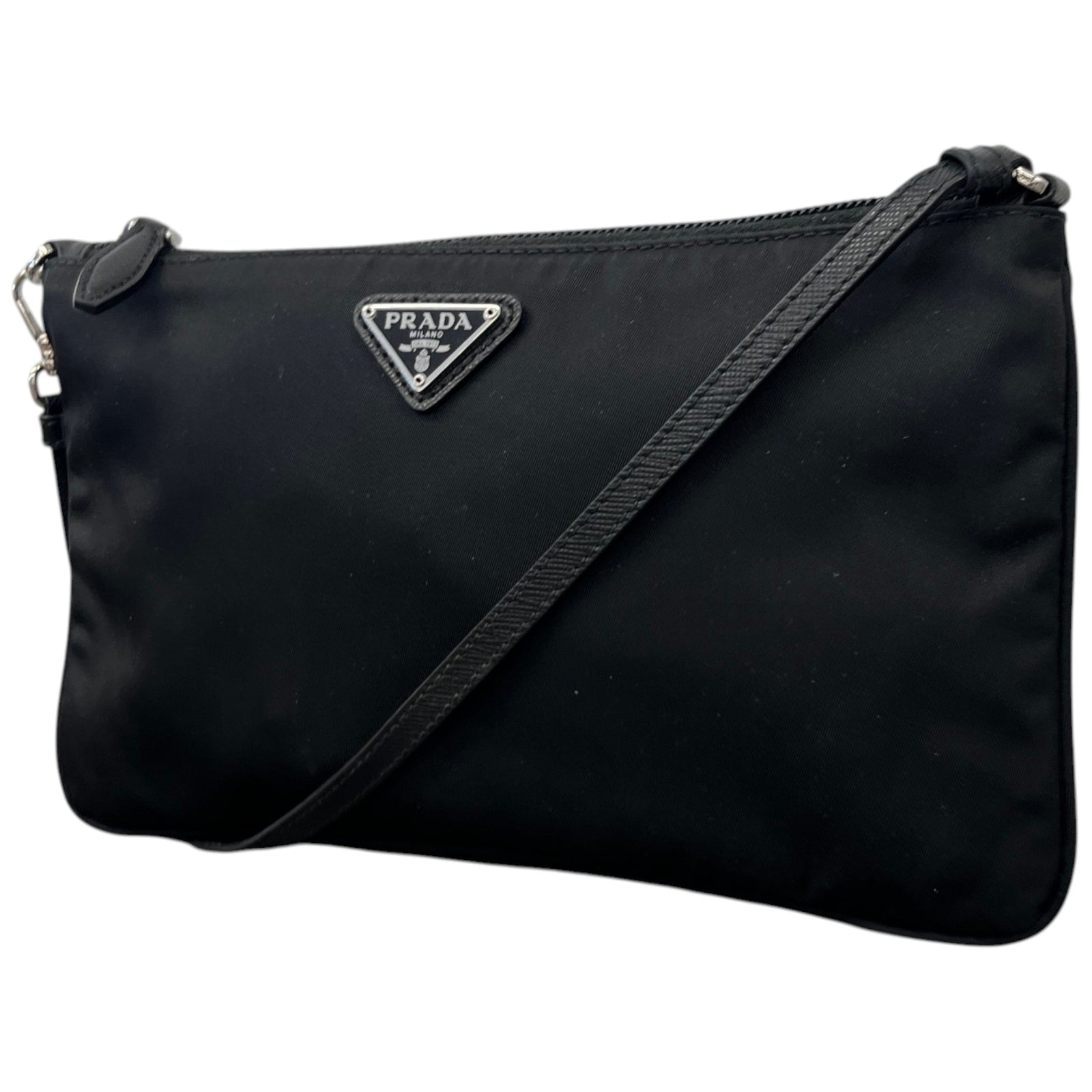 Women's Nylon Plaque Logo Bag Black - Photo 5