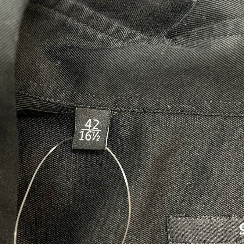 Men's Embroidered Logo Long Sleeve Shirt Black Size L