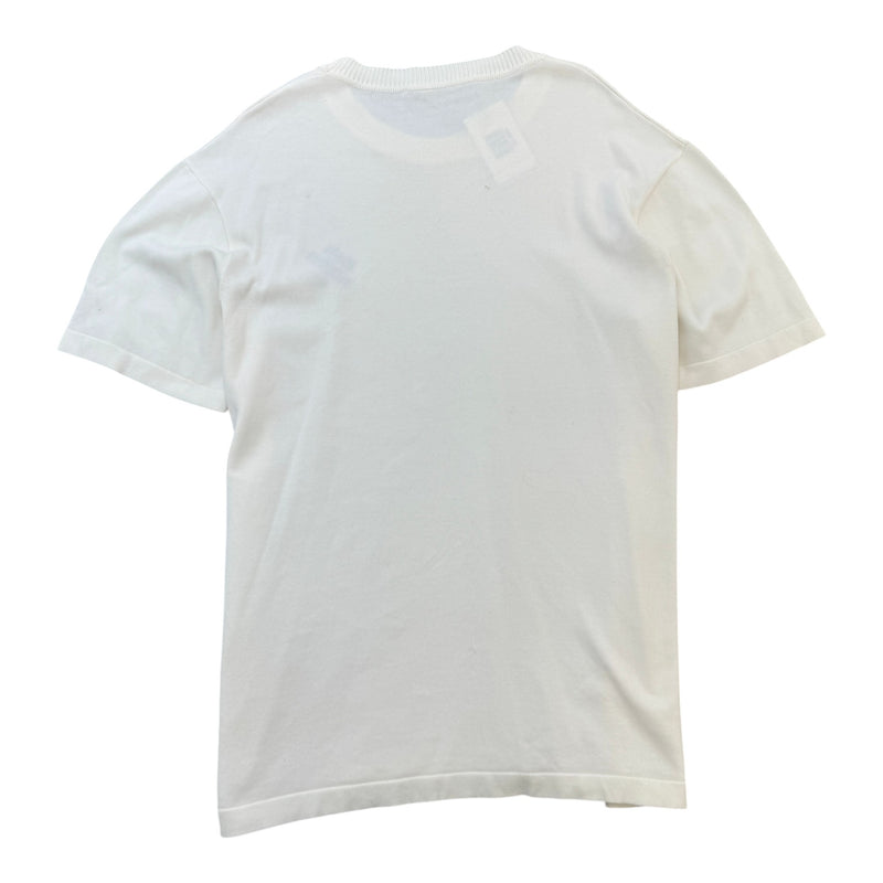 Men's Embroidered Logo Pin Knit T-Shirt Cream Size XXL