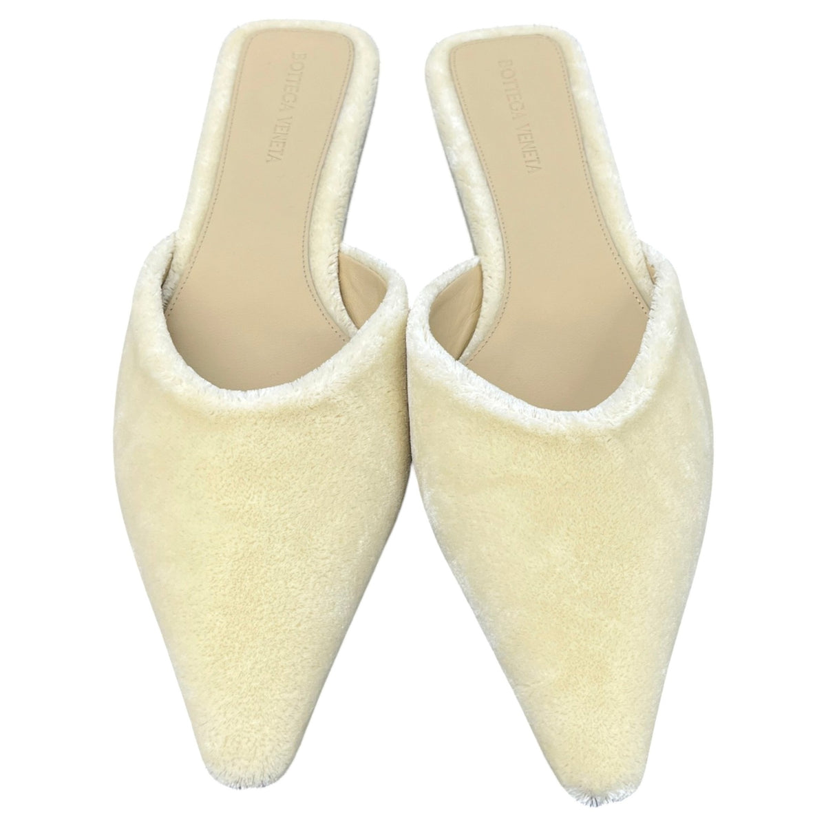 Women's Pointed Toe Shearling Mules Beige Size UK 7 / EU 40 - Photo 6