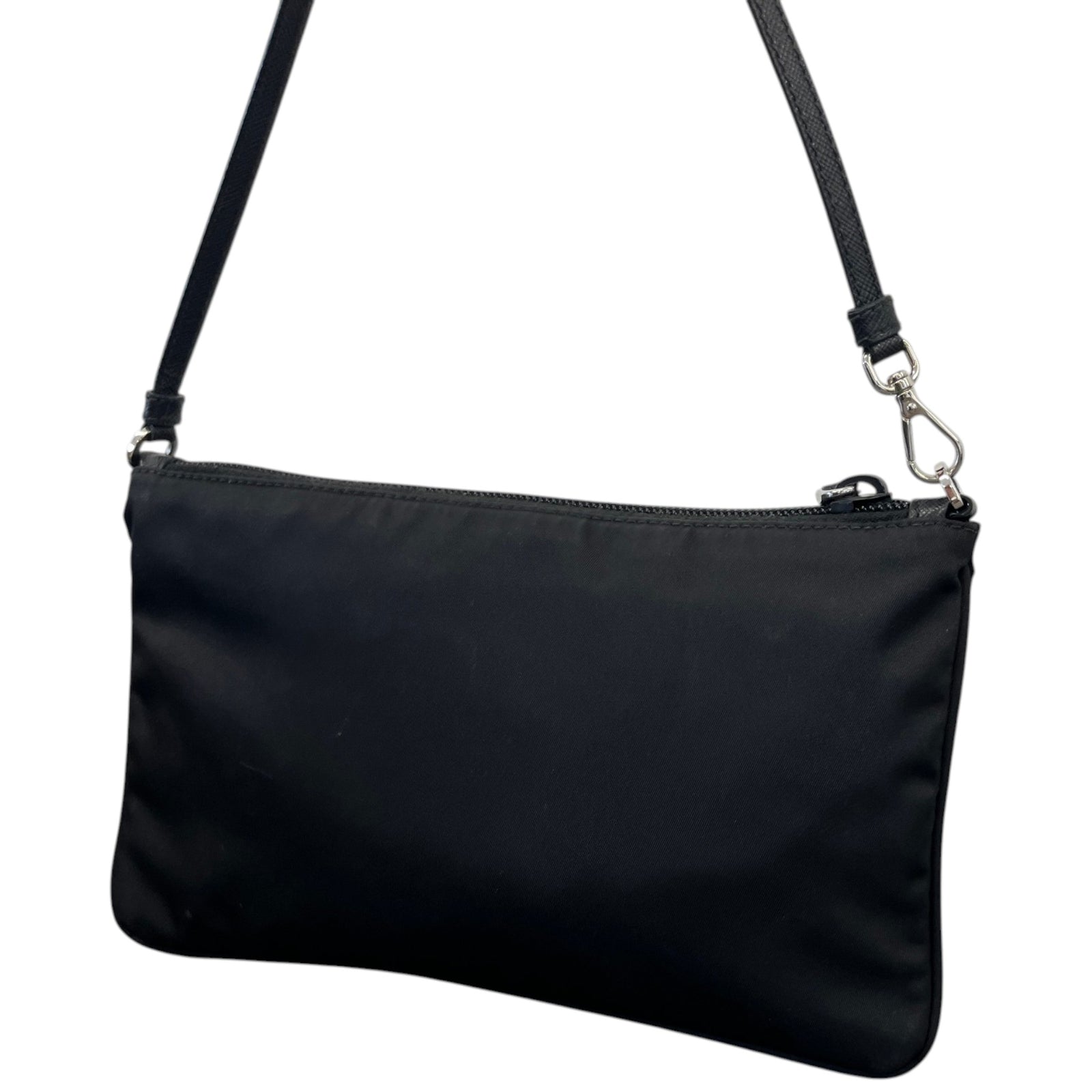 Women's Nylon Plaque Logo Bag Black - Photo 8