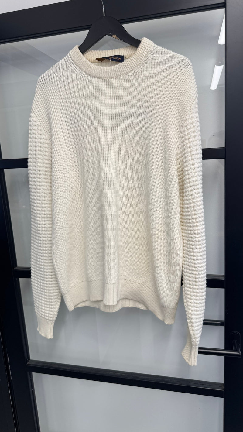Men's Embroidered Logo Jumper Cream Size M