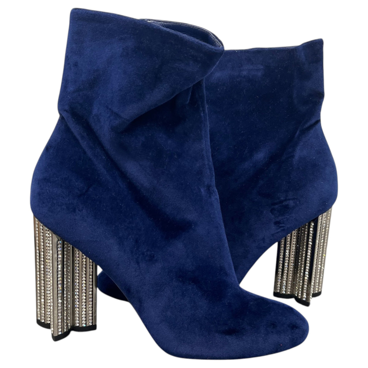 Women's Crystal Embellishments Ankle Boots Navy Size UK 5.5 / EU 38.5 - Photo 3