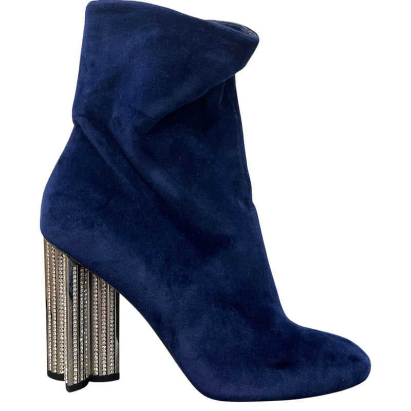 Women's Crystal Embellishments Ankle Boots Navy Size UK 5.5 / EU 38.5