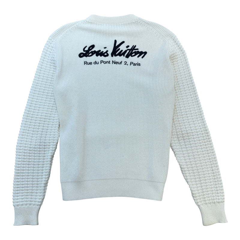 Men's Embroidered Logo Jumper Cream Size M