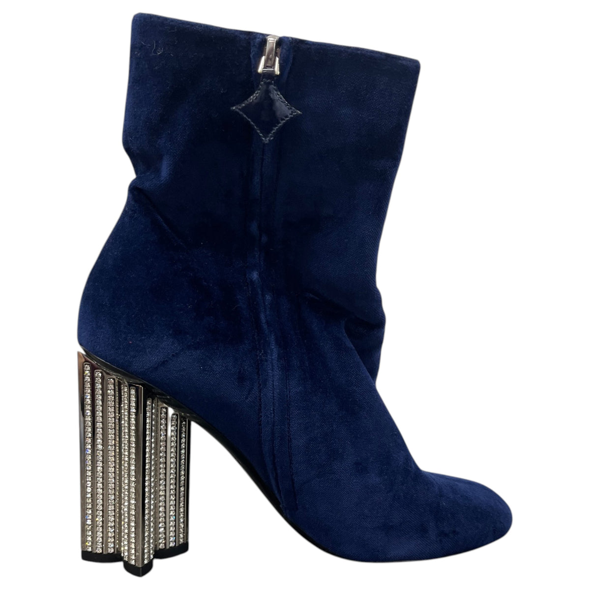 Women's Crystal Embellishments Ankle Boots Navy Size UK 5.5 / EU 38.5 - Photo 4