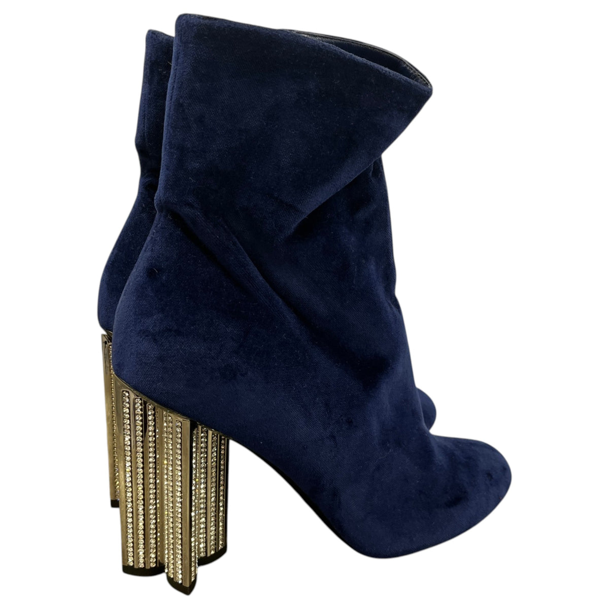Women's Crystal Embellishments Ankle Boots Navy Size UK 5.5 / EU 38.5 - Photo 8