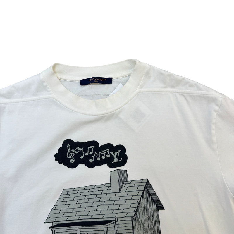 Men's Studio Homme House Print T-Shirt White Size M