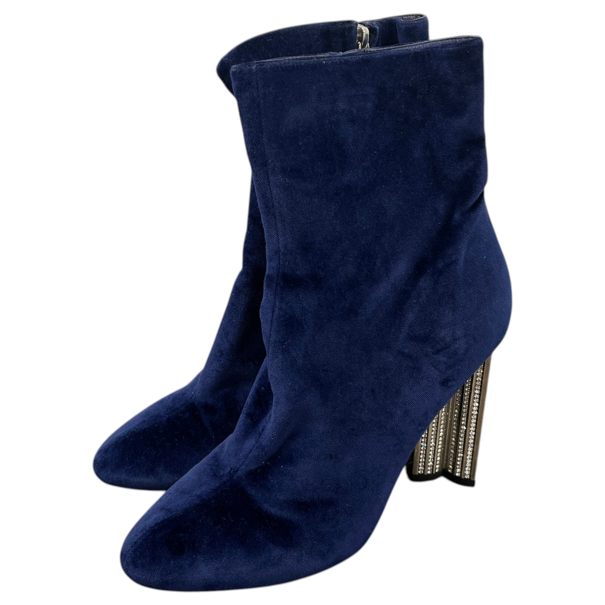 Women's Crystal Embellishments Ankle Boots Navy Size UK 5.5 / EU 38.5 - Photo 9