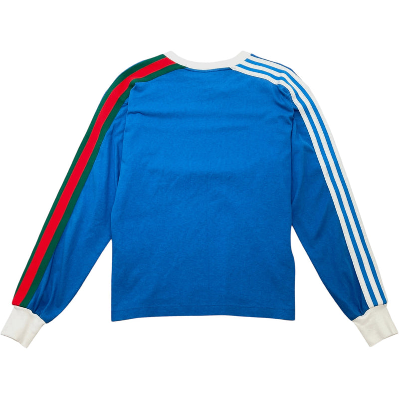 Men's X Adidas Trefoil Print Long Sleeve T-Shirt Blue Size XS