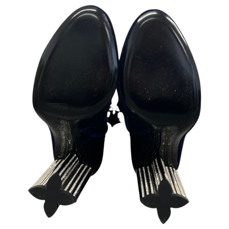 Women's Crystal Embellishments Ankle Boots Navy Size UK 5.5 / EU 38.5
